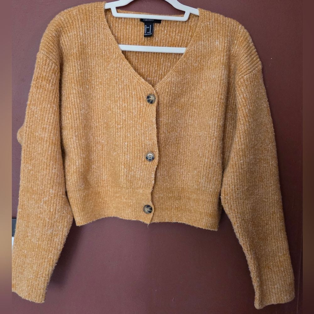 Forever 21 Mustard Cardigan Sweater